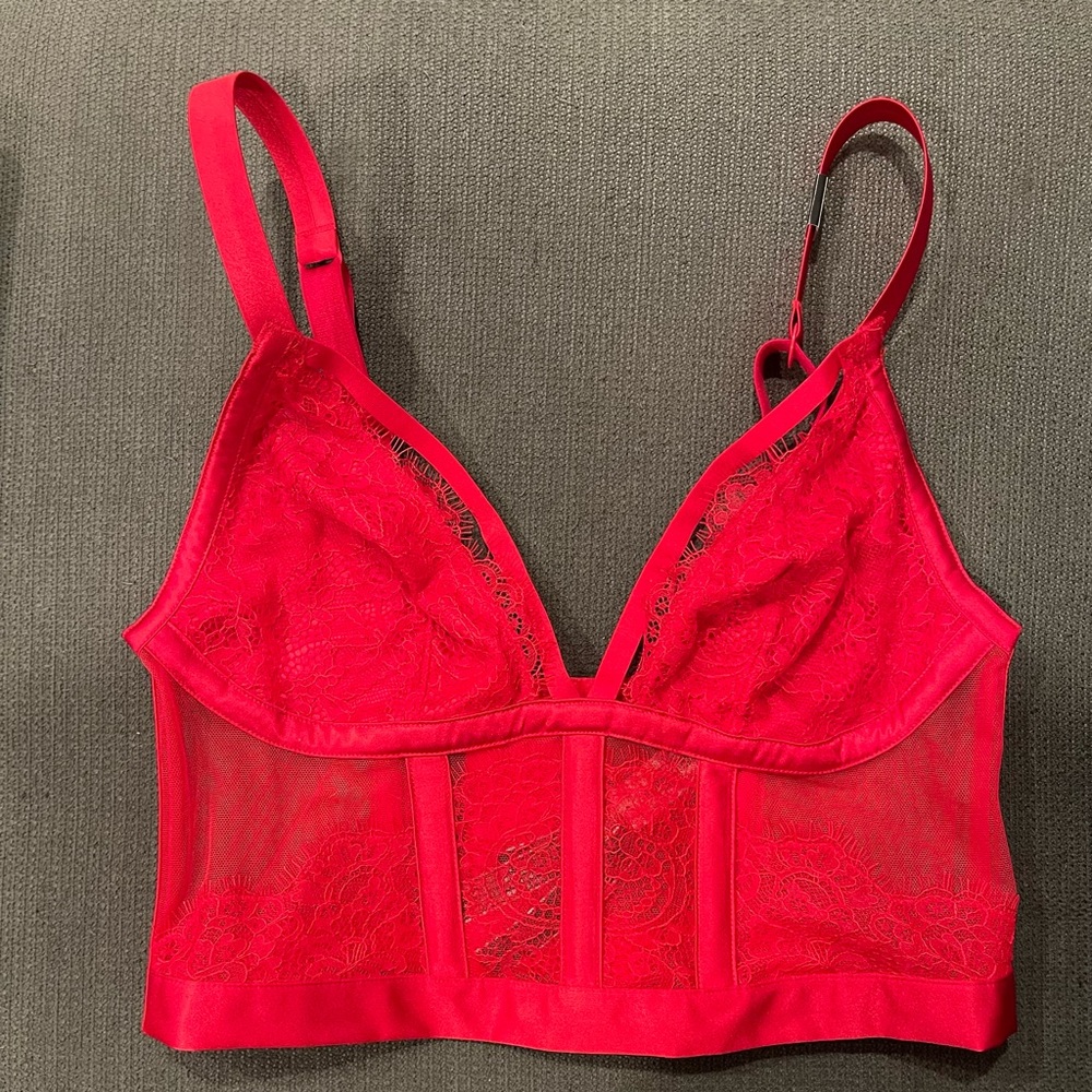 Victoria’s Secret Red Lace Corset Bra Size M